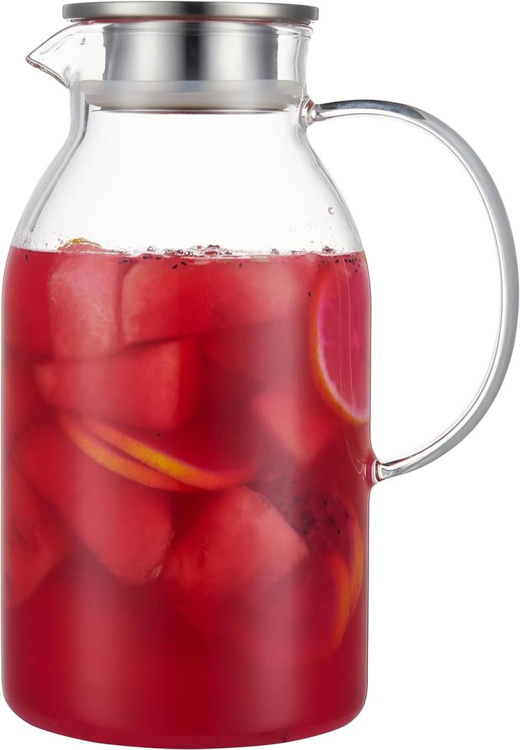 Karafu 81 Ounces/2.4 Liter Glass Pitcher with Lid, Heat-resistant Water Jug for Hot/Cold Water, Ice Tea and Juice Beverage Karafu 81 Ounces/2.4 Liter Glass Pitcher with Lid, Heat-resistant Water Jug for Hot/Cold Water, Ice Tea and Juice Beverage