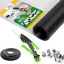 King&Charles Window Screen Door Repair/Replacement Kit, Includes Black Screen Mesh 48"x118"+ Versatile Screen Roller Tool+50Ft Spline+8Clips, Insect Screen, Pet Proof Window Mesh Kit