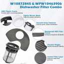 BigHead W10872845 Dishwasher Pump Filter Cup & WPW10463906 Screen Filter Compatible with Whirlpool Kenmore KitchenAid Dishwasher Replaces AP6030094 PS11759673 W10393351 AP6021820 PS11755148 2312301