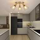 WILON Semi Flush Mount Ceiling Light 3-Light Brushed Nickel Close to Ceiling Light Fixtures, Kitchen Light Fixtures Ceiling Mount E26 Base Multi-Directional Ceiling Lamp Modern Hallway Light Fixtures, 3-Light-Cage