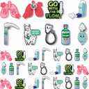 32 Pcs Respiratory Therapist Pins for Doctor Day Gifts Accessories Appreciation Brooch Gifts Enamel Lung Pin Lung Bvm Pft Bulk Funny Medical Jewelry Decor for Spring Allergies World Sleep Day