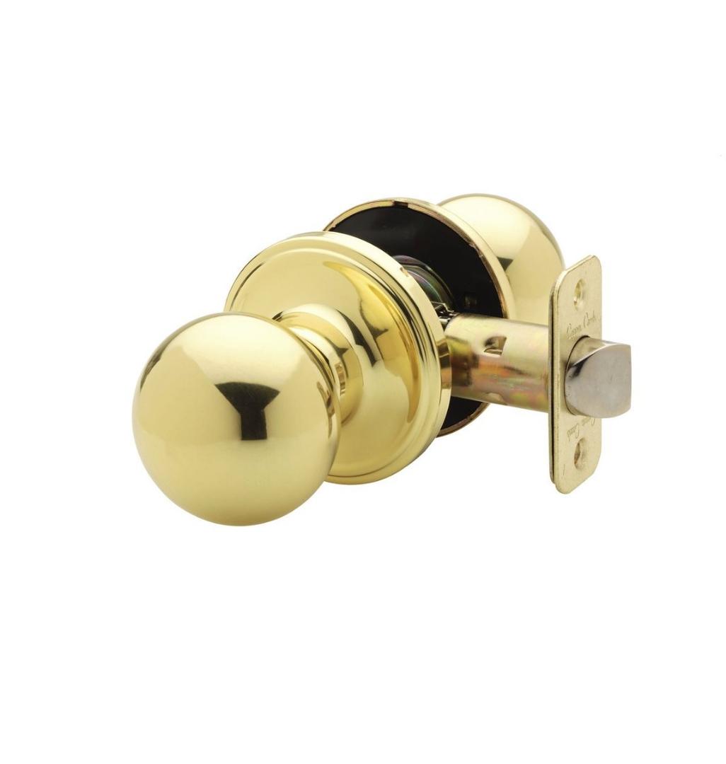 Copper Creek Passage Interior Door Knob – ANSI Grade-3 Certified, Modern Heavy Duty Handle, Easy Install and Reversible for Bedroom, Bathroom & Closets – Polished Brass (1 Pack)