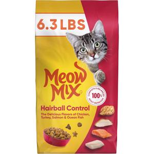 Meow Mix Hairball Control Dry Cat Food for Adult Cat, 6.3 lb. Bag, BBD: AUG 10/2027