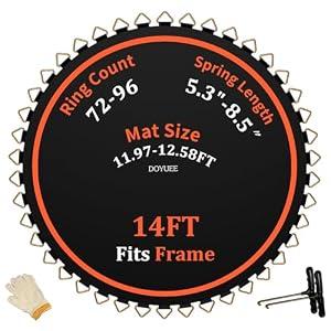 DOYUEE Trampoline Mat Replacement，Fits 14FT Trampoline Frame with 88 Rings Fits 6.5" or 7.0" Springs，Jumping Mat Diameter(147.6in/12.3ft)，Excluding Spring and Frame