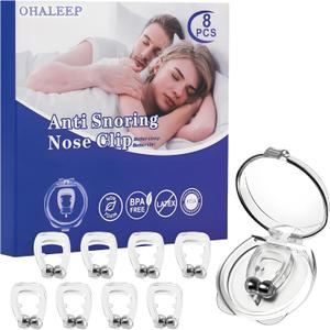 Anti Snoring Devices, Snore Stopper with Adjustable Magnet, Silicone Nose Clip Stop Snoring, Effective to Relieve Snoring, Snoring Solution for Comfortable and Quieter Sleep,White, M