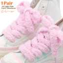 Soft Flat Fuzzy Shoelaces: Furry Shoe Laces for Sneakers 1 Pair | Extra Wide, Thick Shoestrings