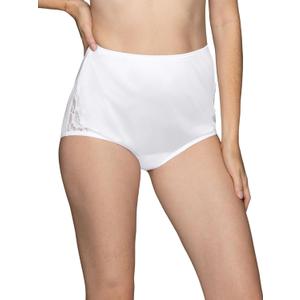 Vanity Fair Women's High Waisted Underwear, Full Coverage Ladies Panties, Perfectly Yours Briefs, Nylon Lace - Star White, 8