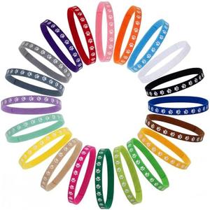Frienda 60 Pieces Puppy Whelping Collars Newborn Pet Collars Double-Sided Adjustable ID Bands Puppy ID Bands for Newborn Pet Dog Cat (S,M,L,Paw Print)