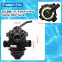 262506 1-1/2-Inch 6-Way Clamp Style Multiple Port Valve Top Mount Compatible with Tagelus/Sand Dollar/Meteor Pool and Spa Sand Filter