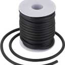 Pandahall 10.93 Yards/Roll 5mm Hollow Pipe Tubuing Rubber Cord with 3mm Hole Solid Rubber Tube Cord with Plasic Spool (Black)