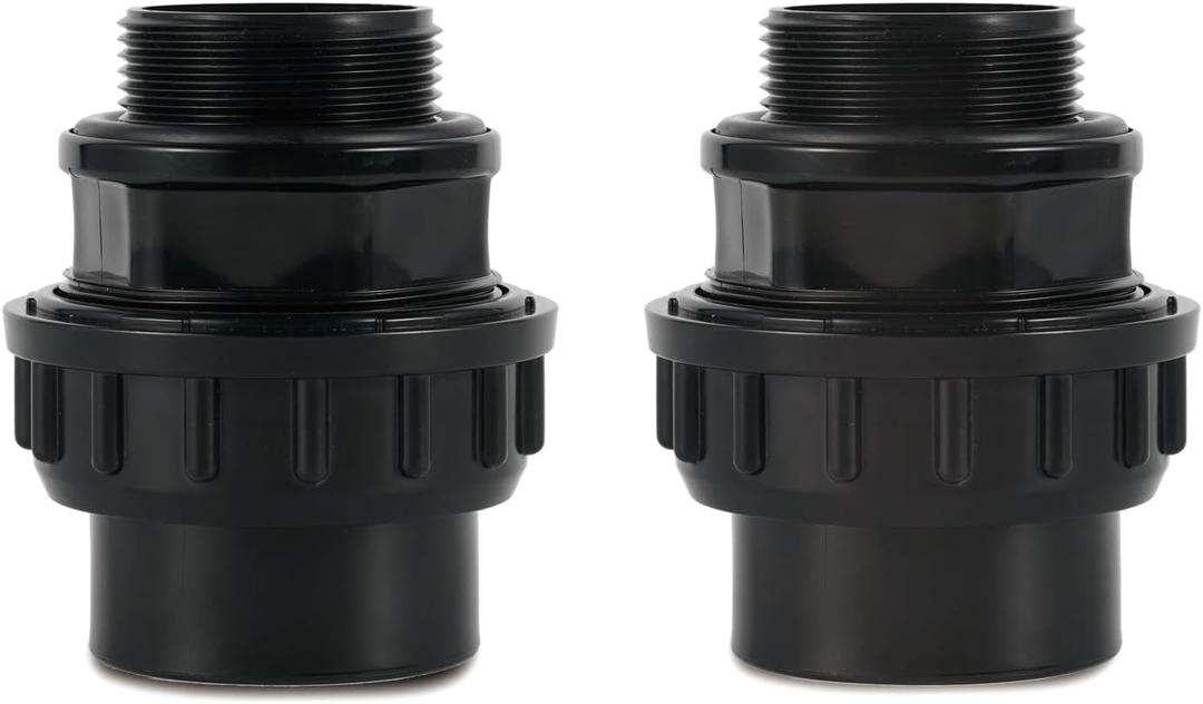 MAYGO 1-1/2'' PVC pool pump fitting couplingSlip Union Socket Joint Adapter Connector Suitable for 1-1/2 pipelines 2 Pcs Joint Only applicable to products with internal threads (Separable)