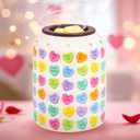 Valentine' s Day Wax Melt Warmer Scented Candle Melter Candy Color Conversation Heart Electric Burner with Light Bulb for Women Gifts Home Decorations