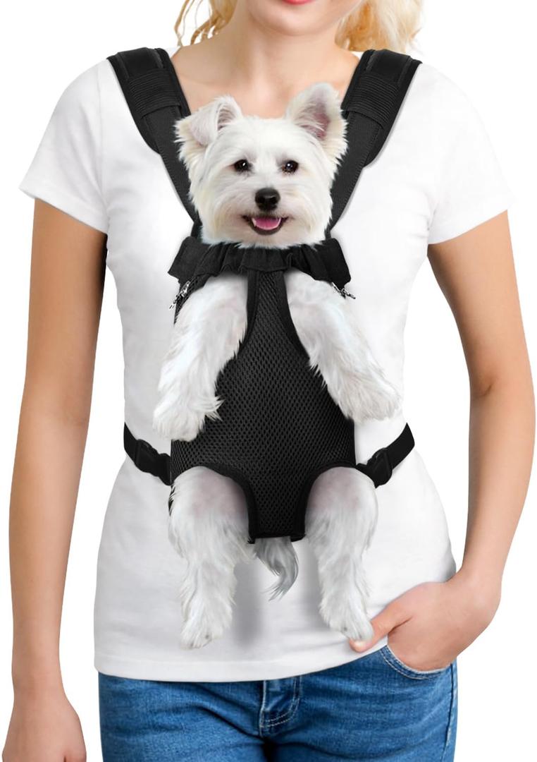 YUDODO Pet Dog Carrier Backpack Adjustable Dog Front Carrier, Legs Out Easy-Fit Dog Travel Backpack Carrier for Hiking Camping for Small Medium Dogs Cats and Rabbits (Large (Pack of 1), A-Black)