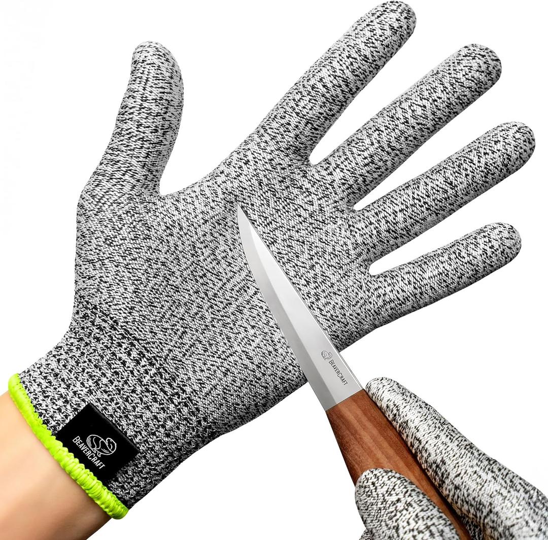 BeaverCraft Wood Carving Gloves CRG - Cutting Cut Resistant Gloves Level 5 for Whittling, Woodworking, Food Prep (Small)