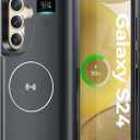 Mavulo Battery Case for Samsung Galaxy S24 6.2", 8000mAh Portable Charger with LED Display, Qi Wireless Charging, 20W USB-C Fast Charging, Sync Data & Wired Audio Supported  Black