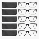 Reading Glasses Blue Light Blocking, Computer Glasses for Women Men, Fashion Square Eyeglasses 5 Pairs +1.5