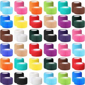 96 Pcs 1" x 5 Yard, 2" x 5 Yard Self Adhesive Wrap Bandages Bulk Breathable Athletic Tape Elastic Cohesive Bandage Adhesive Wrap Roll for Stretch Athletic Sports Wrist Ankle (Multicolored)