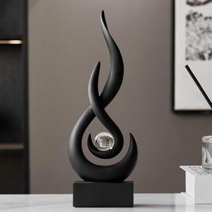Octdays Black Abstract Statue Sculpture Decorations, 11.61" H Modern Sculptures Home Dcor Accents, Resin Art Flame Figurines for Living Room Table Centerpiece Office Desk TV Stand Decor