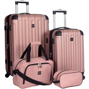 Travelers Club Midtown Hardside Luggage Travel, Rose Gold, 4-Piece Set