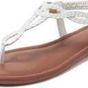 iCKER Women Flat Sandals Braided Thong Summer Elastic Strap Woven Beach Dressy Flip Flops Sandals (7.5)