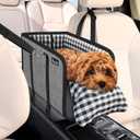 SlowTon Console Dog Car Seat - Portable Dogs Armrest Booster Seat for Small Dog, Anti-Collapse Pet Car Seat with Soft Cushion Safety Belt, Support Pet Up to 11lbs (Grey)