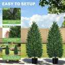 Grooy 4FT Artificial Cedar Topiary Tree with Pot, Set of 2 Fake Evergreen Tree for Indoor Home Christmas Decor Outdoor Garden Porch Decor