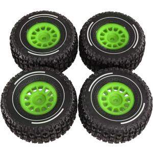 4pcs 65mm Rubber Tire Tyre 12mm 14301 14302 14303 1/14 for MJX for Hyper GO RC Car Upgrade Parts Accessories(Green)
