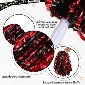 aiviwiai Pom Poms Cheerleading with Baton Handle - Medium Metallic Cheer Pom Poms for Adults Kids - Cheerleader Pom Poms for Cheer Squad Daily Training Team Spirit