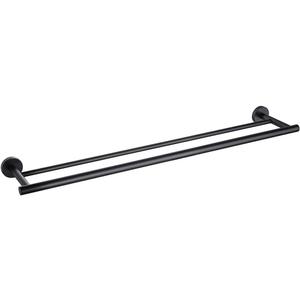 Miyili Double Bath Towel Bar 30-Inch Matte Black Stainless Steel Hand Towel Rack for Bathroom Wall Mount, A01B75B