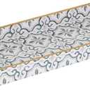 MAONAME White Decorative Tray, Plastic Serving Tray with Handles, Rectangular Moroccan Trays, Long Narrow Trays for Bathroom, Kitchen Counter, 13.8" X 6" X 1.57"