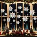 Christmas Snowflake Hanging Decorations, 12 Pcs 3D Silver Paper Snowflakes, Snow Flakes Garland Ornament for Ceiling Xmas Frozen Winter New Year Holiday Birthday Home Office Classroom Party Decor