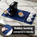 Silicone Coffee Bar Mat 24 x 16 in with Drying Tray, Ocean blue | 24 x 16 in food-grade silicone mat for home/coffee bar; removable tray, raised rim, smooth base adds grip, heat insulation