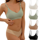 DEANGELMON V Neck Bra Padded Seamless Adjustable Straps Bralettes Everyday Basic Sleeping Bras Multiple Pack Size M