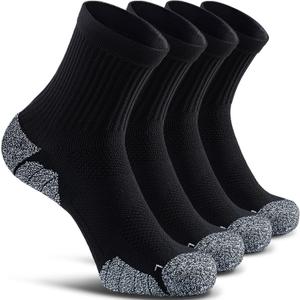 CWVLC Cushioned Compression Sport Quarter Socks for Men Women Youth, Large 