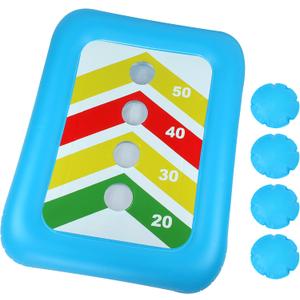 BEBEKULA Floating Toss Game Inflatable Pool Ring Toss Game Floating Swimming Pool Ring Toy with 4pcs Water Bags Floating Board Set for Multiplayer Water Pool Game Kid Adult  37.01in x 29.13 in