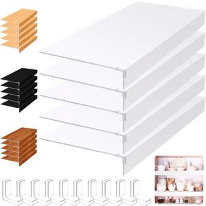 Hoolerry 5 Pcs Wire Shelf Covers Foamed PVC Wire Rack Covers for Removable Closet (Not Wood) Pantry Shelves for Cabinet Bathroom Kitchen Shelving Decoration(White,36x16inch)