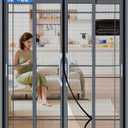 Upgraded PET Mesh Magnetic Screen Door Stronger Than Fiberglass and Polyester,Hands Free,Keep Bugs Out,Pet & Kid Friendly,Fit Door Size 32" X 80", Screen Size 34" X 82" (Black)
