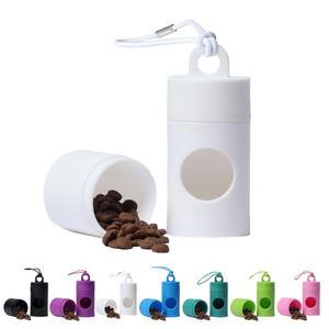 Dog poop bag holder-2 in 1 Dog Waste Bag holder Comes with pet snack box for Leash Lightweight Pet Waste Bag Dispenser，Equipped with nylon rope and buckle (Excluding dog waste bag)(White) ﻿ Pack Of 4