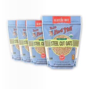 Bob's Red Mill Gluten Free Organic Steel Cut Oats, 24oz (Pack of 4) - Non GMO, Whole Grain, Vegan, Kosher (EXP 09/07/26)