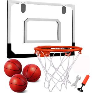 AOKESI Indoor Portable Mini Basketball Hoop Set with 3 Balls for Kids and Adults - Pro Sport Basketball Hoop for Door with Basketball Accessories Perfect Christmas Birthday Toys for Kids Boys Teen