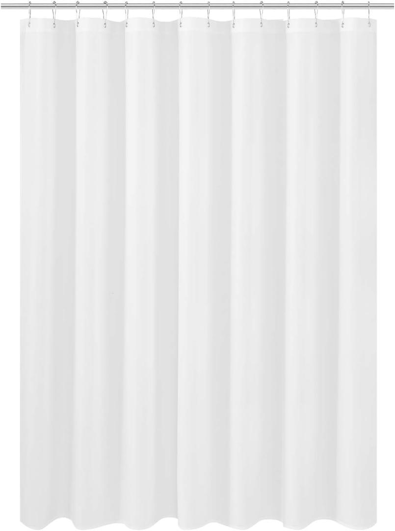 N&Y HOME Large Fabric Shower Curtain Liner 84 x 78 inches, Hotel Quality, Washable, Water Repellent, White Bathroom Curtains with Grommets, 84x78