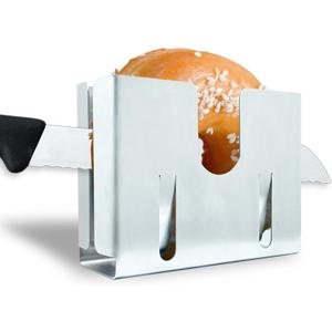 2 x Stainless Steel Bagel Slicer and Cutter, Bagel Holder for Slicing Small and Large Bagels, Bagel Cutter Slicer with Bun Holder and Slicing Guide - Perfect Bagel Slicer for Large Bagels (Style 1)