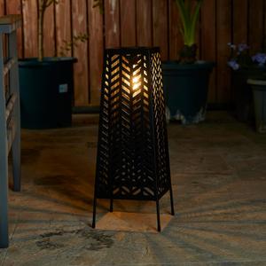 Outdoor Floor Lamp Solar Powered Modern Outdoor Decor Floor Lanterns with Edison Bulbs Waterproof Solar Light for Patio,Pool, Lawn, Porch, Garden