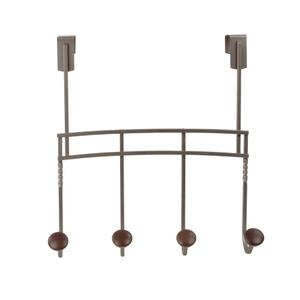 Spectrum Cambridge Over-The-Door 4-Hook Rack - Gray/Brown
