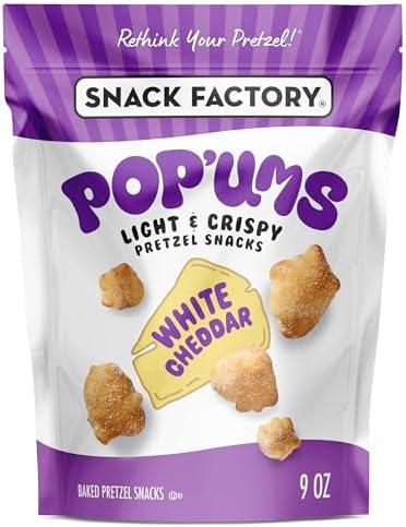 Snack Factory Pop'ums White Cheddar Pretzel Snacks, 9 Oz Bag Pack of 3 (BBD - 07/11/2026)