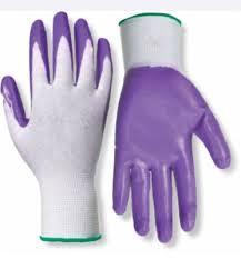 RED STEER GLOVE COMPANY, NITRILE PALM GARDENING GLOVES,PACK OF 10, (White& Purple)