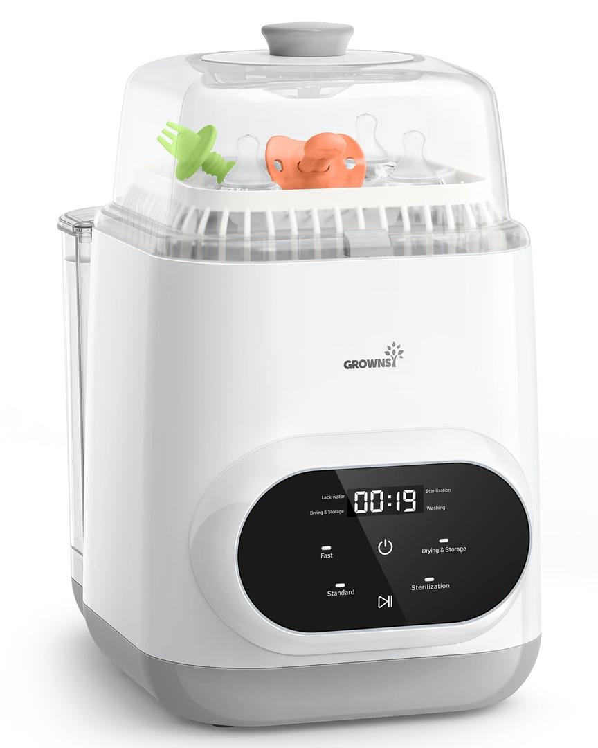 Grownsy EaseClean Bottle Washer Pro | All-in-One Bottle Washer and Sterilizer and Dryer | Baby Bottle Washer for Bottles, Pump Parts & Baby Essentials | Replaces Hand Washing (White)