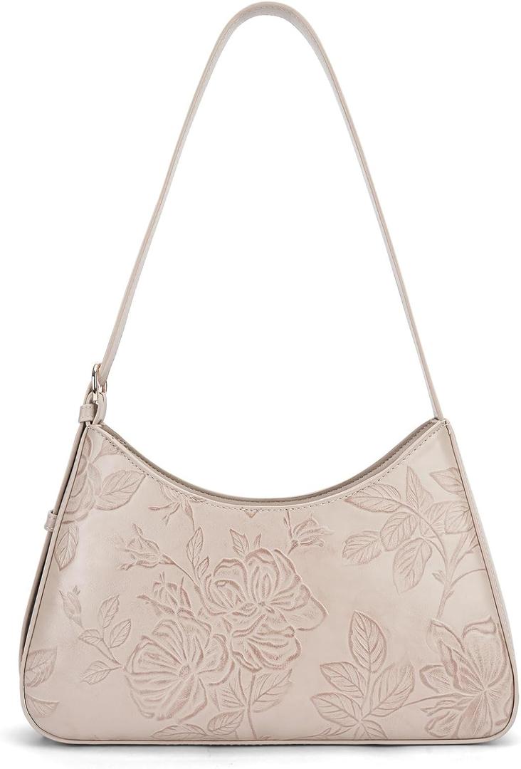 Shoulder Bag for Women Vegan Leather Crescent Hobo Bag Clutch Underarm Purse Top-Handle Handbag Embossed Design | Adjustable Strap, Small, Lightweight Purse, Gift for Women (04-gray)