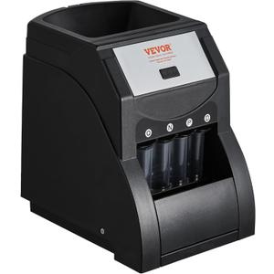 VEVOR Coin Sorter, Coin Sorter and Wrapper Machine with 4 Larger Coin Tubes, Sorts USD Coin 1 5 10 25, up to 230 Coins/min, Black