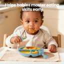 2 Pack Baby Plates with Suction, 2 Pack Silicone Forks and Spoons Set, Baby Led Weaning Supplies, BPA Free, Toddler Utensils for Feeding Essentials (Blue)